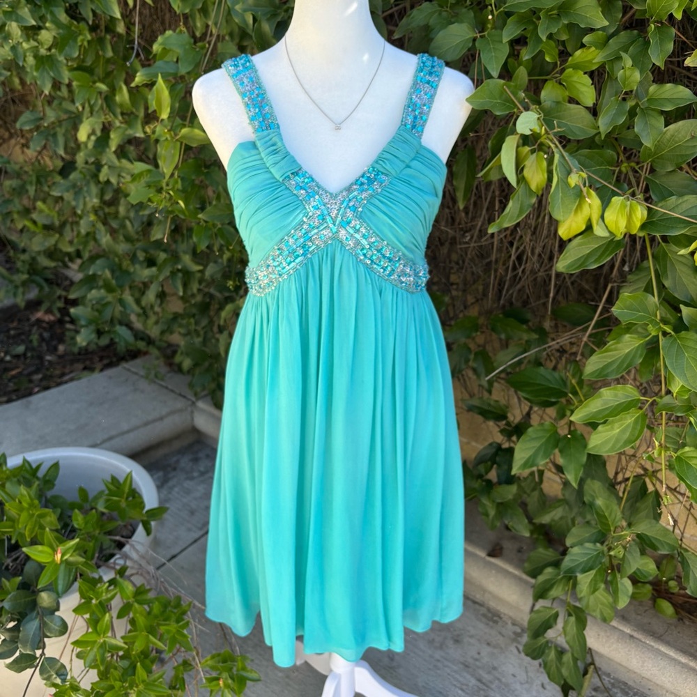 Y2K Turquoise Beaded Dress